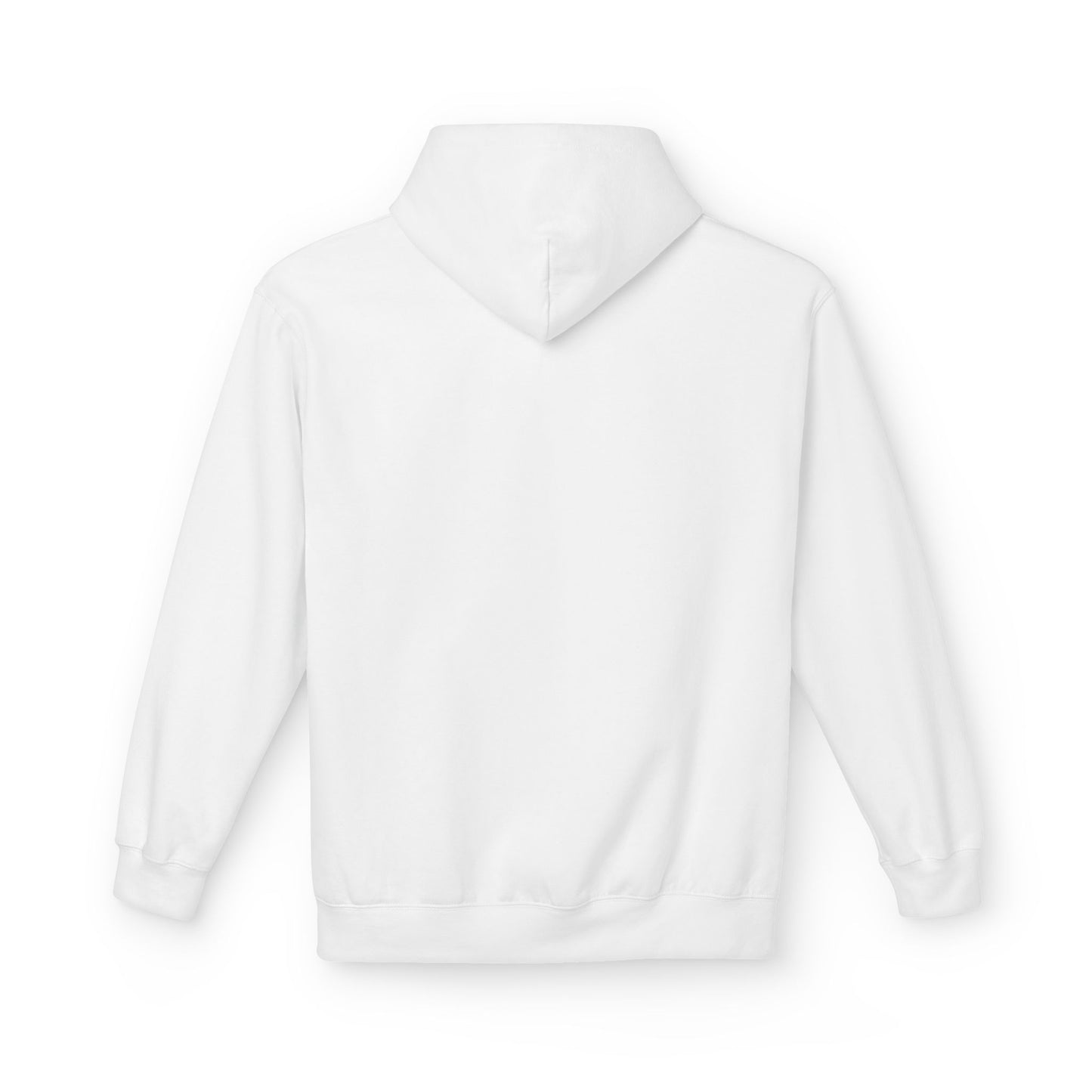 Back of white hoodie on a white background