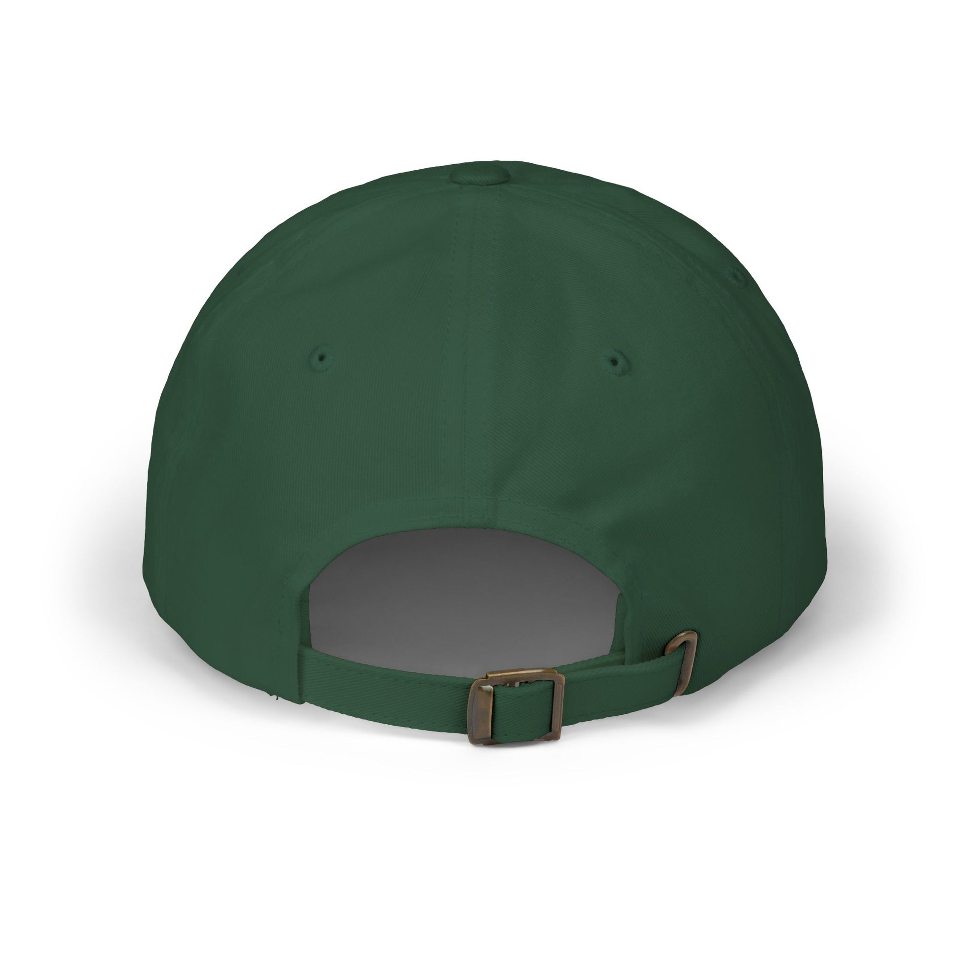 Green cap with a brown buckle on a white background